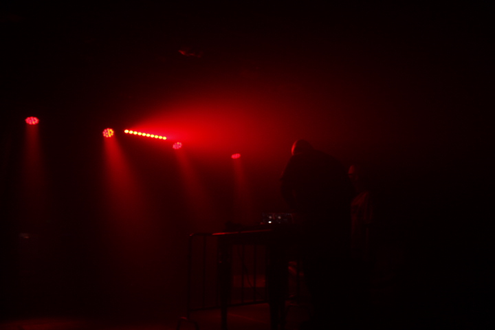 Red stage lighting silhouette